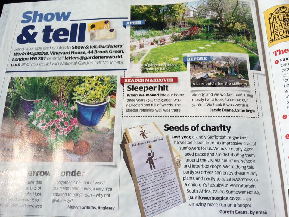  - But those challenges were always outweighed by the pleasant surprises: including a bit of publicity in Gardeners' World magazine!